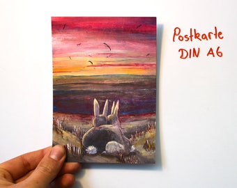Postkarte "Kaninchen Romantik "