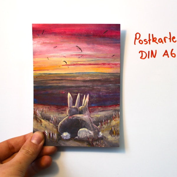 Postkarte "Kaninchen Romantik "