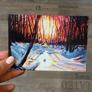 Postkarte Winter Landschaft Sonnenlicht