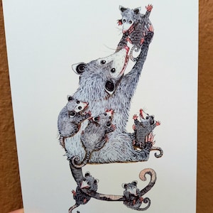 Postkarte Opossumfamilie Muttertag