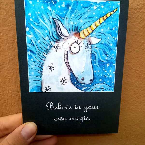 Postkarte "Believe in your own magic" Einhorn