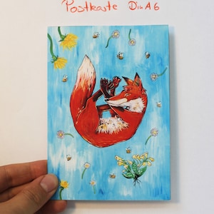 Cartolina "Volpe in primavera" Saluto di primavera