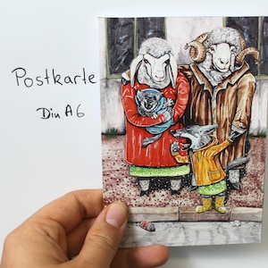Cartolina "famiglia di pecore antiautoritarie"