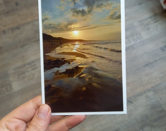 Fotokarte Postkarte Sonnenuntergang Ostsee Strand Din A6 blanko Binz