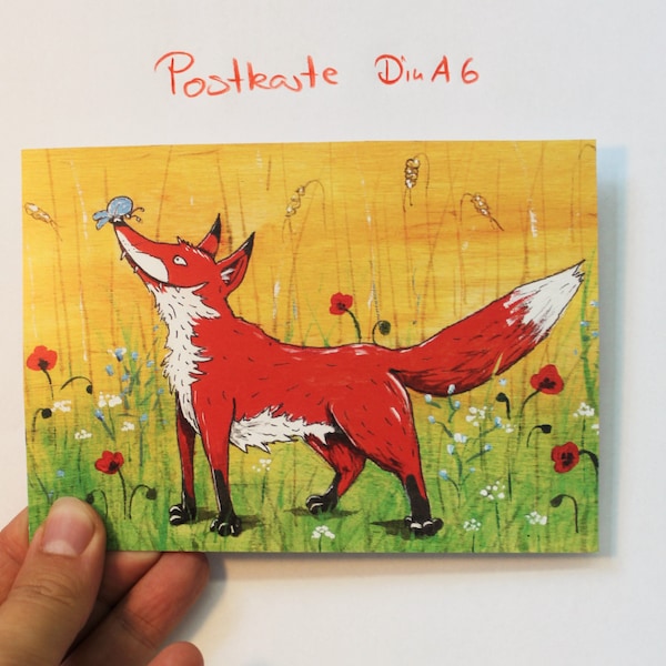 Postkarte "Fuchs im Feld"