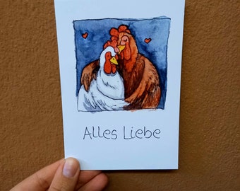 Glückwunschkarte Alles Liebe Hühner