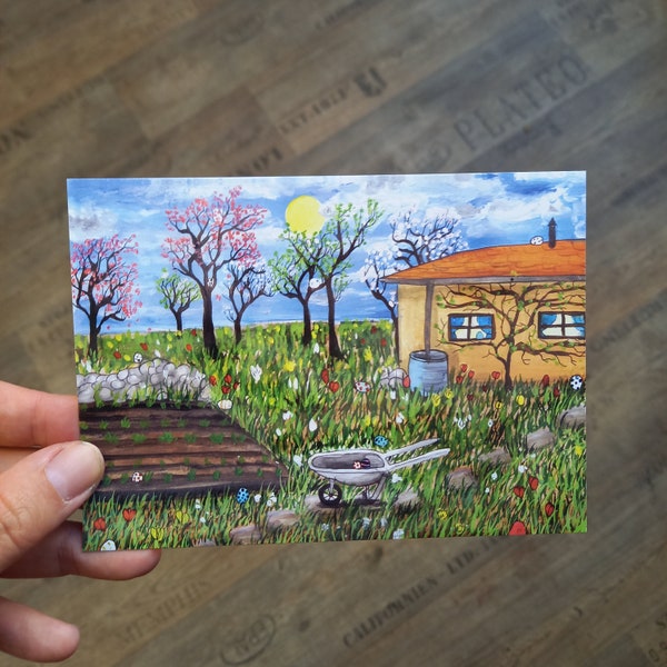 Osterkarte Suchbild Ostereier im Garten Frühling Frühlingskarte Postkarte Karte