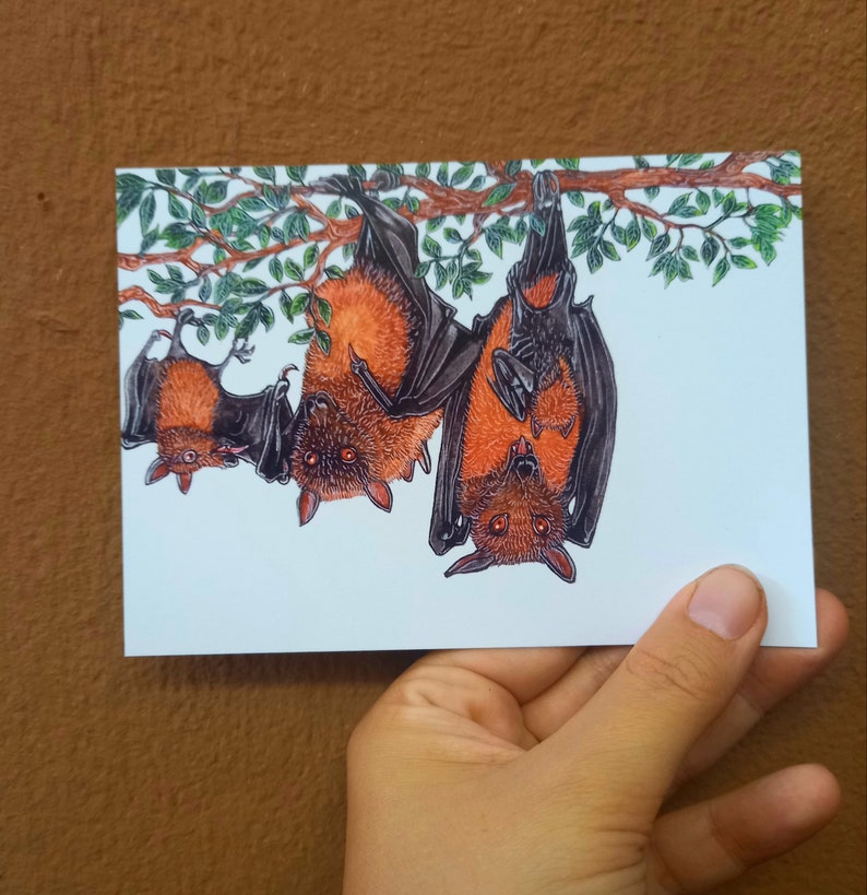 Postkarte Flugfüchse Familie Muttertag Bild 1