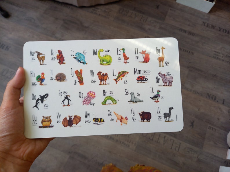 Breakfast board funny animal ABC made of melamine educational aid back to school gift image 4