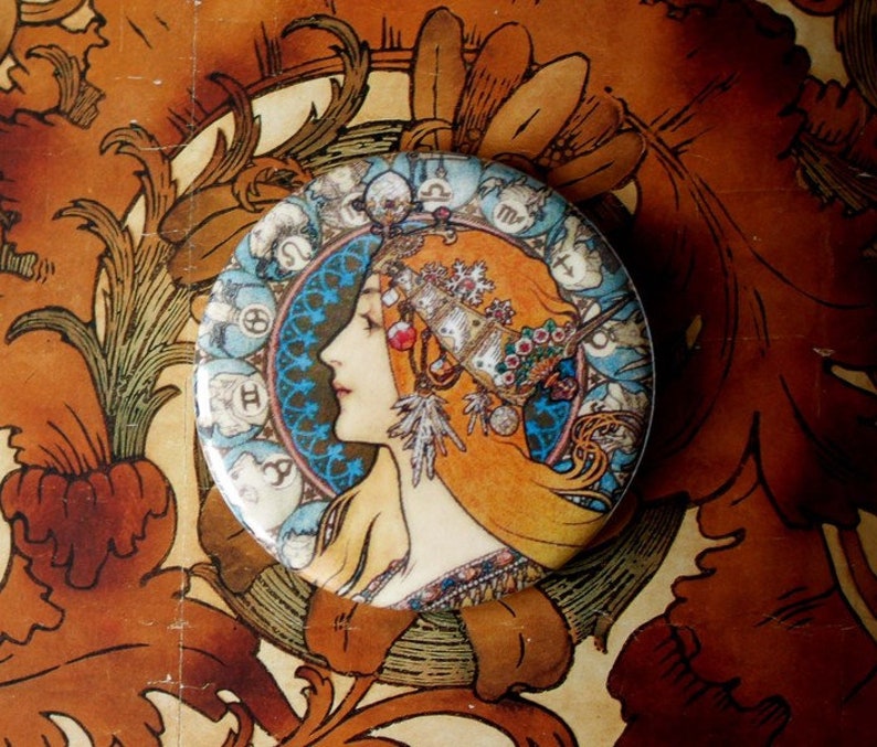 Pocket Mirror Mucha Zodiac image 1