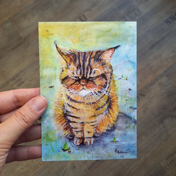 Postkarte "Schlecht gelaunte Katze"