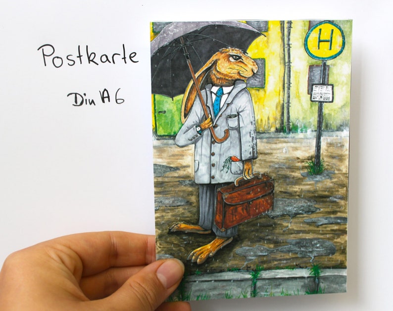 Postkarte Business Hase Bild 1