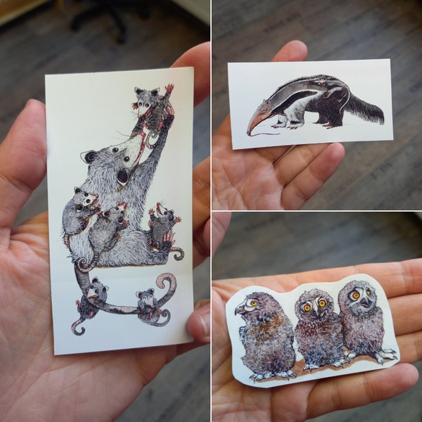 Sticker sticker opossum anteater fox bat mushroom