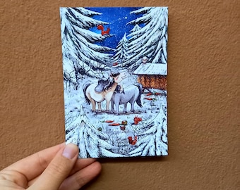 Cartolina Pony Natale Cartolina di Natale immagine di oggetti nascosti