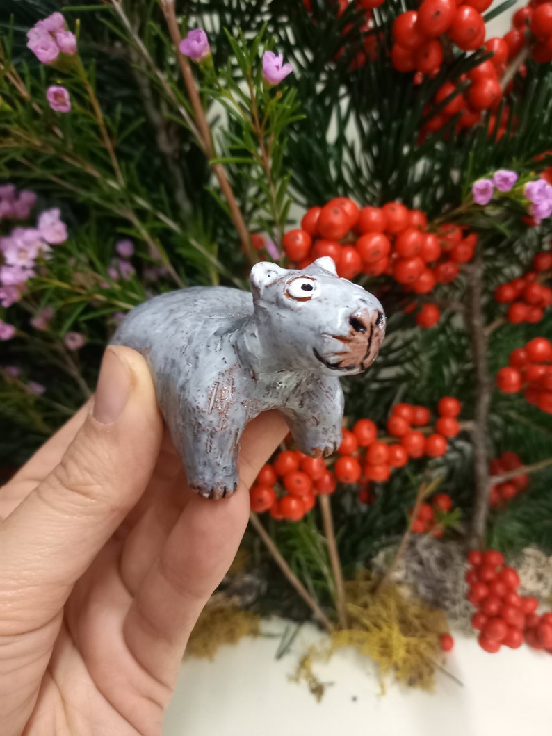 Kleines Keramik Wombat Figur Skulptur Bild 5