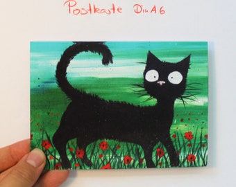 Postkarte "schwarze Katze"