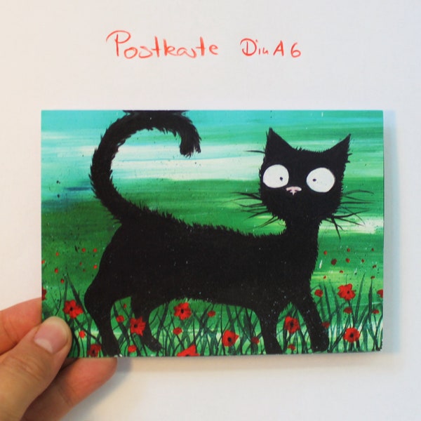 Postkarte "schwarze Katze"