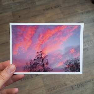 Fotokaart ansichtkaart zonsondergang roze wolken DIN A6 blanco