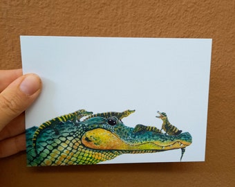 Postkarte Alligator Krokodil Familie Muttertag