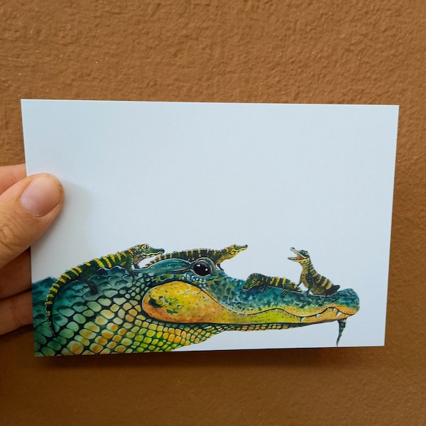 Postkarte Alligator Krokodil Familie Muttertag