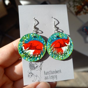 Wooden earrings hand painted fox wooden earrings Fuchs 3