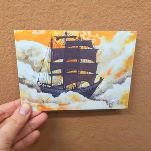 Postkarte Wolkenschiff Schiff Segelschiff