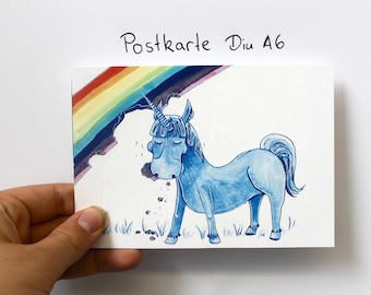 Postcard "Unicorn eats rainbow"