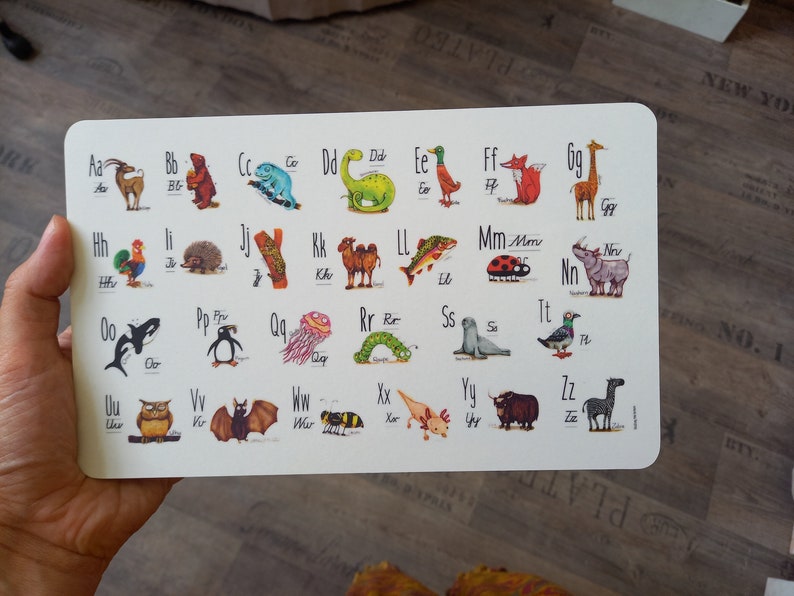 Breakfast board funny animal ABC made of melamine educational aid back to school gift image 2