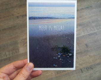 Photo card Postcard "Sea is mega!" Ostsee Strand Din A6 blanko Binz Rügen