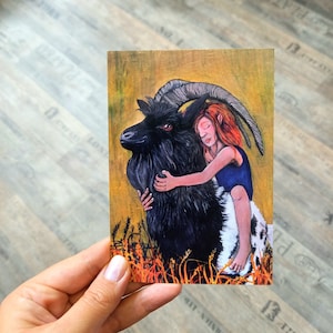 Postcard &quot;Elf and Billy Goat&quot; Nature Spirits