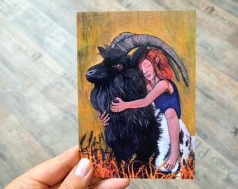 Postcard "Elf and Goat" Nature Spirits