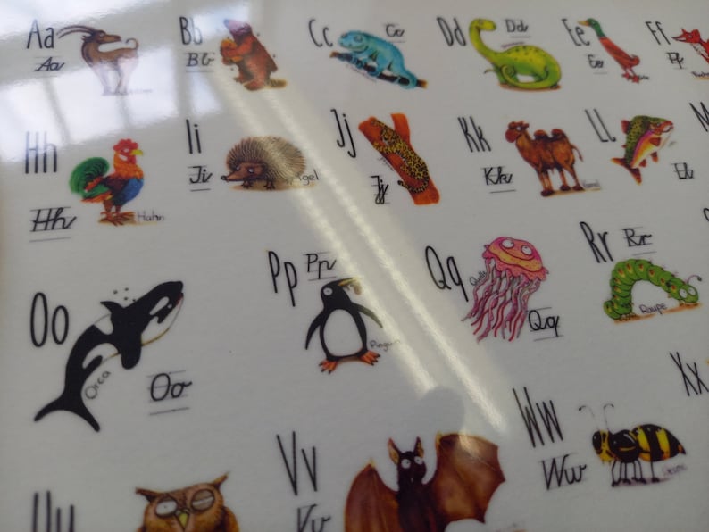 Breakfast board funny animal ABC made of melamine educational aid back to school gift image 3