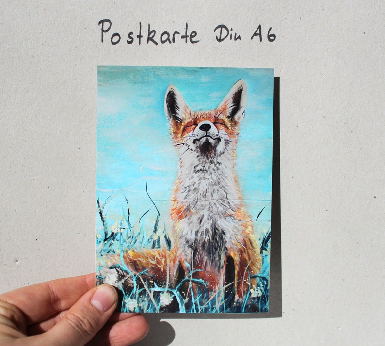 Postkarte Fuchs Frühlingsluft Jahreszeitentisch Karte Bild 1