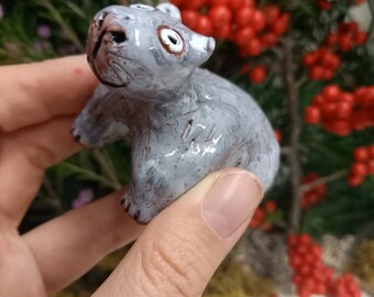 Petite sculpture de figurine de wombat en céramique