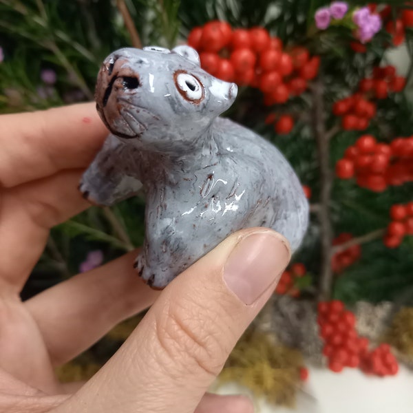 Kleines Keramik Wombat Figur Skulptur