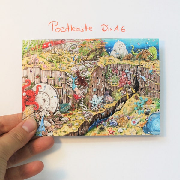 Postkarte "Wimmelbild im Meer"