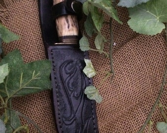 Funda de cuchillo de cuero negro