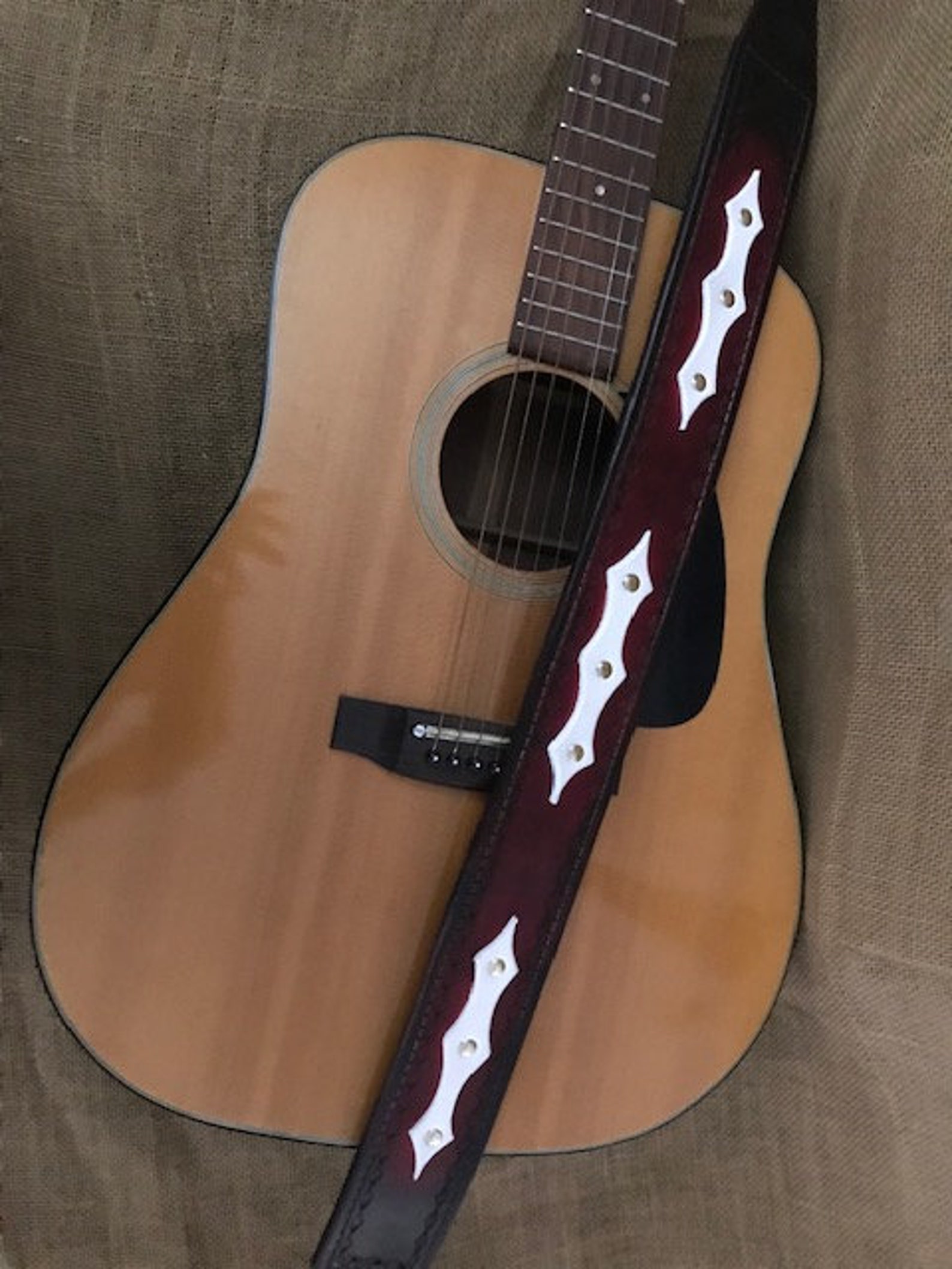 Tri-color All Leather Guitar Strap - Etsy