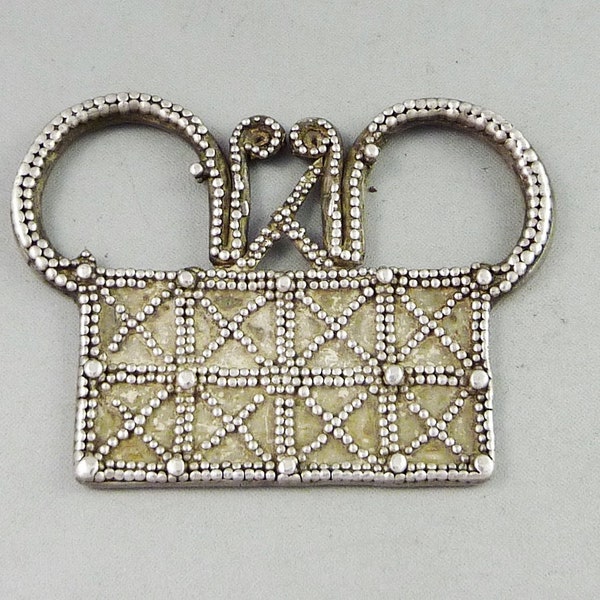 ON HOLD-Old Hmong/Miao silver spirit lock pendant with filigree, hill tribe silver, hill tribe talisman amulet, Miao pendant jewelry