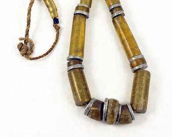 Tribal Mizoran beaded necklace from NE India or Burma made of phenolic resin, tribal ethnic jewelry, Hill tribe necklace