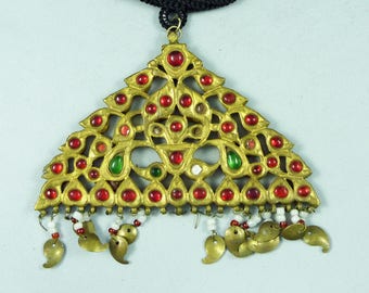 Kashmiri old pendant from India, old indian jewelry, tribal pendant, Kashmiri jewelry,  ethnic jewelry, tribal belly dance jewelry