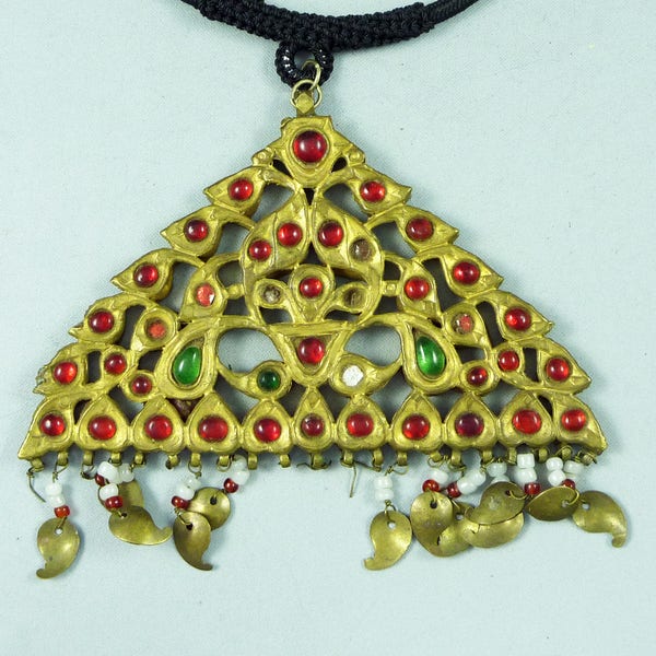 Kashmiri old pendant from India, old indian jewelry, tribal pendant, Kashmiri jewelry,  ethnic jewelry, tribal belly dance jewelry