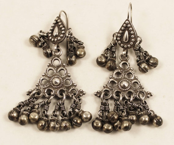Indian Tribal Old Earrings From Rajasthan Silver Indian Jewelry