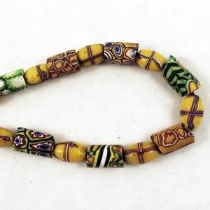 Millefiori venetian glass trade beads necklace, ethnic tribal beads from West Africa, Venice trade beads, African beads