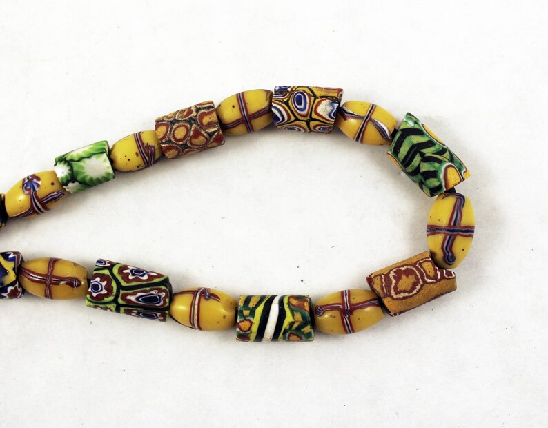 Millefiori venetian glass trade beads necklace, ethnic tribal beads from West Africa, Venice trade beads, African beads