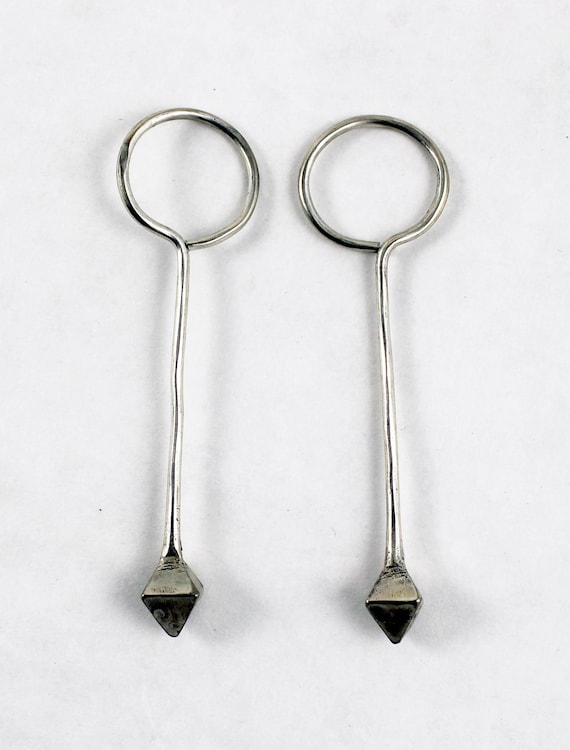 Indian tribal old earrings, called Vedhla, silver indian jewelry, jewellery from Gujarat, ethnic tribal jewelry, indian silver earrings