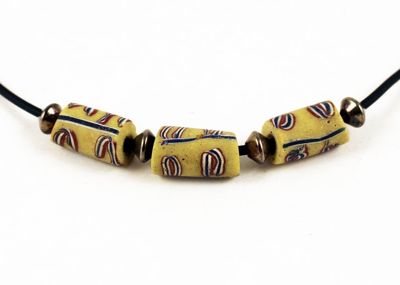 Venetian glass beads necklace, three matching old trade beads, made in Venice and traded in West Africa, Venice trade beads, African beads
