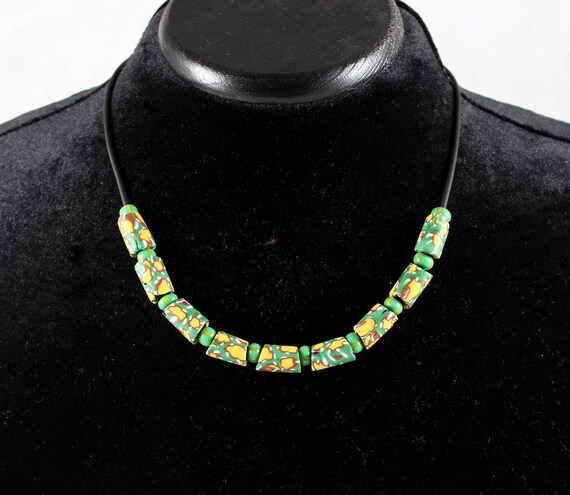 Millefiori venetian glass trade beads necklace, ethnic tribal beads from West Africa, Venice trade beads, African beads