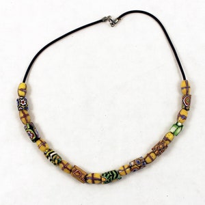 Millefiori venetian glass trade beads necklace, ethnic tribal beads from West Africa, Venice trade beads, African beads