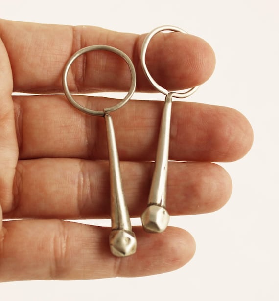 Indian tribal old earrings, called Vedhla, silver indian jewelry, jewellery from Gujarat, ethnic tribal jewelry, indian silver earrings
